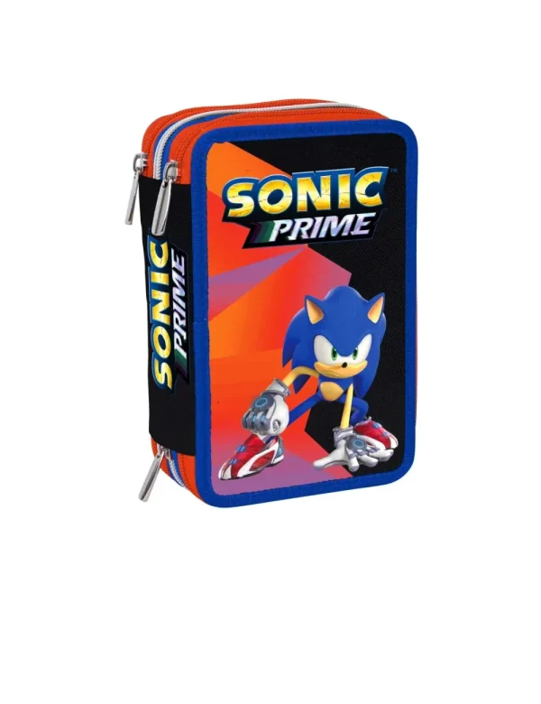 Shop Astuccio 3 Zip Sonic Prime Tre Scomparti Contenuto 43 Pezzi Scuola