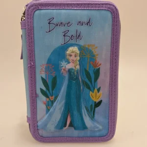 Store Astuccio Con Tre Cerniere In Robusto Poliestere, Con Licenza Disney Frozen Con 3 Scomparti Interni Dimensione Cm 20X13X6 Scuola