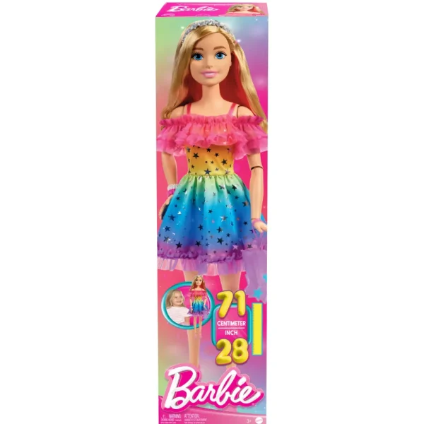 New Bambola Alta 71 Cm Con Abito Arcobaleno E Accessori Moda Bambolotti