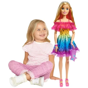 New Bambola Alta 71 Cm Con Abito Arcobaleno E Accessori Moda Bambolotti