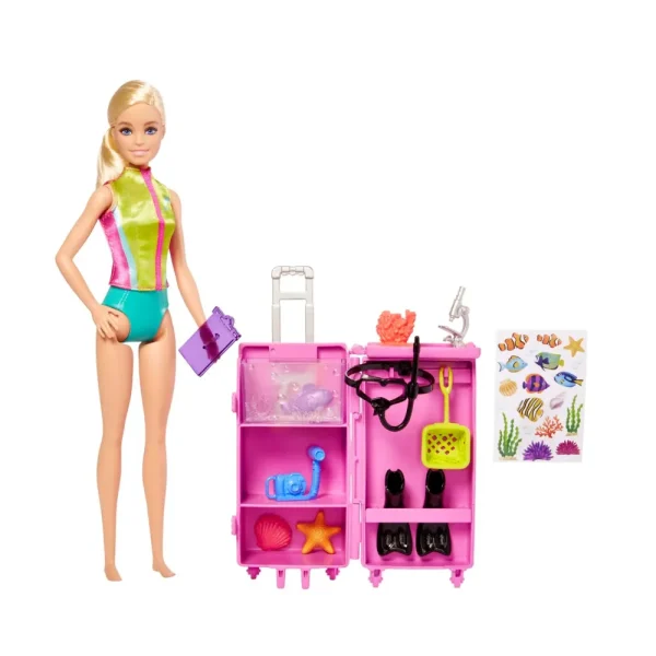Fashion Biologa Marina, Bambola Bionda E Playset Con Laboratorio Mobile E Trolley, 10+ Accessori, Giocattolo Per Bambini, 3+ Anni, Hmh26 Fashion Dolls