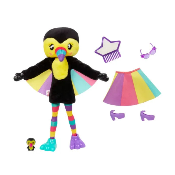 Best Sale Cutie Reveal Tucano, Serie Amici Della Giungla, Bambola Con Costume Da Tucano Di Peluche E 10 Sorprese Con Tecnologia Cambia Colore, Giocattolo Per Bambini, 3+ Anni, Hkr00 Fashion Dolls