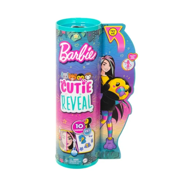 Best Sale Cutie Reveal Tucano, Serie Amici Della Giungla, Bambola Con Costume Da Tucano Di Peluche E 10 Sorprese Con Tecnologia Cambia Colore, Giocattolo Per Bambini, 3+ Anni, Hkr00 Fashion Dolls