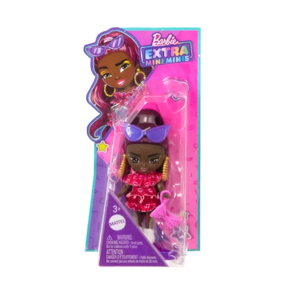 Discount Extra Mini Minis, Bambola Con Capelli Bordeaux E Occhiali Da Sole, Abito Rosso Con Volant, Vestiti E Accessori, Giocattolo Per Bambini, 3+ Anni, Hln47 Macchinine Bambini