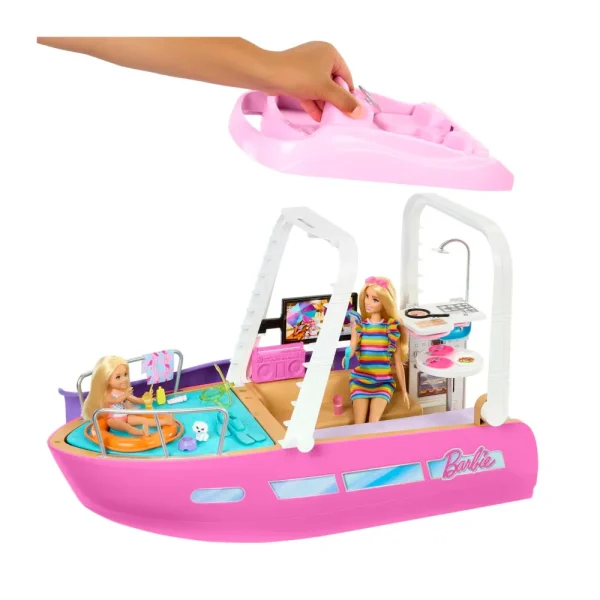 Fashion Barca Dei Sogni, Playset Con Piscina, Scivolo, Un Delfino E 20+ Accessori, 3+ Anni, Hjv37 Camper E Veicoli Per Bambole