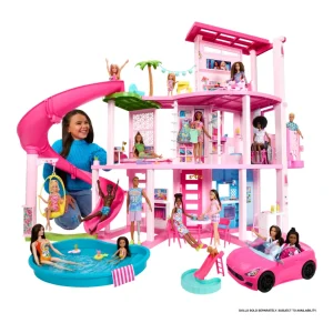 Outlet Casa Dei Sogni Di , Playset Casa Delle Bambole Con Piscina, Scivolo A 3 Piani, Ascensore E Aree Di Gioco Per Cuccioli, 75+ Accessori, 3+ Anni, Hmx10 Case Delle Bambole