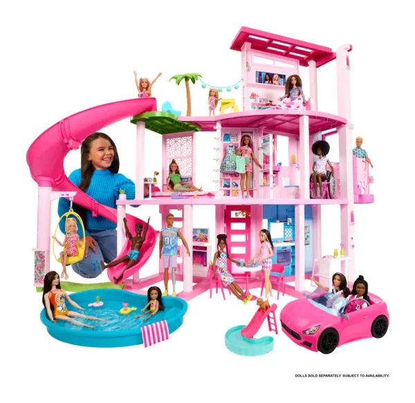 Outlet Casa Dei Sogni Di , Playset Casa Delle Bambole Con Piscina, Scivolo A 3 Piani, Ascensore E Aree Di Gioco Per Cuccioli, 75+ Accessori, 3+ Anni, Hmx10 Case Delle Bambole