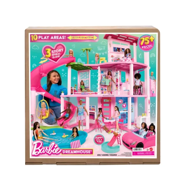 Outlet Casa Dei Sogni Di , Playset Casa Delle Bambole Con Piscina, Scivolo A 3 Piani, Ascensore E Aree Di Gioco Per Cuccioli, 75+ Accessori, 3+ Anni, Hmx10 Case Delle Bambole