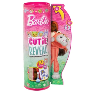 Store Cutie Reveal Bambola Con Costume Di Peluche Da Gattino-Panda Rosso E 10 Accessori A Sorpresa Cambia Colore, Serie Amici Cuccioli Fashion Dolls
