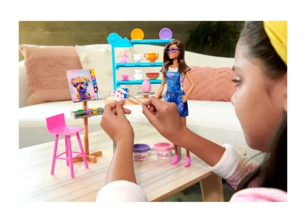 Store Studio D'Arte Creativita E Relax, Bambola , Oltre 25 Accessori Per Creare E Dipingere, Pasta Da Modellare, Stampi, Tele E Altro Ancora, Giocattolo Per Bambini Dai 3 Ai 7 Anni Fashion Dolls