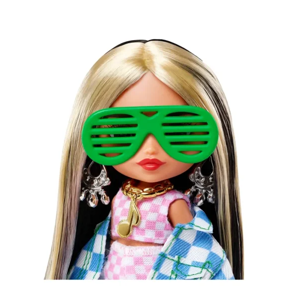 New -Extra Minis Mini Bambola Articolata Con Giacca A Quadri E Morbidi Capelli Bicolore, Giocattolo Per Bambini 3+ Anni, Hgp64 Fashion Dolls