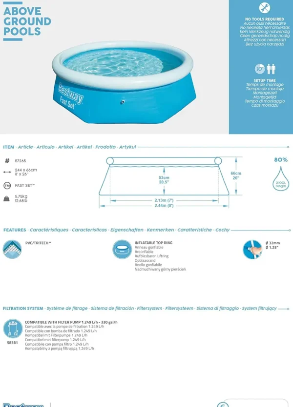 Store Piscina Fast Set 244X66 Cm Piscine Da Giardino