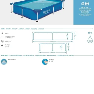 Best Sale Piscina Steel Pro Frame Rettangolare 221X150X43 Cm Piscine Da Giardino