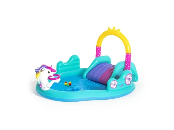 Cheap Play Center Magico Unicorno 274X198X137 Cm, Con Scivolo, Gioco Anelli E Bacchetta Magica Gonfiabili Per Bambini