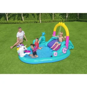 Cheap Play Center Magico Unicorno 274X198X137 Cm, Con Scivolo, Gioco Anelli E Bacchetta Magica Gonfiabili Per Bambini