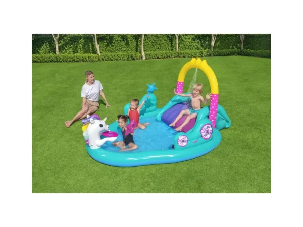 Cheap Play Center Magico Unicorno 274X198X137 Cm, Con Scivolo, Gioco Anelli E Bacchetta Magica Gonfiabili Per Bambini