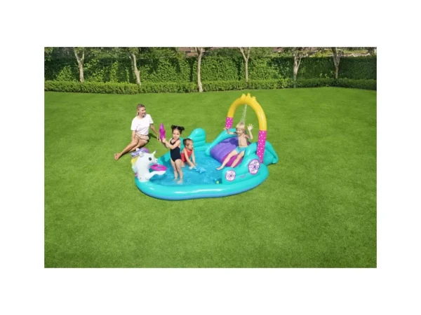 Cheap Play Center Magico Unicorno 274X198X137 Cm, Con Scivolo, Gioco Anelli E Bacchetta Magica Gonfiabili Per Bambini