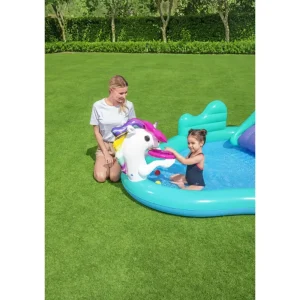Cheap Play Center Magico Unicorno 274X198X137 Cm, Con Scivolo, Gioco Anelli E Bacchetta Magica Gonfiabili Per Bambini