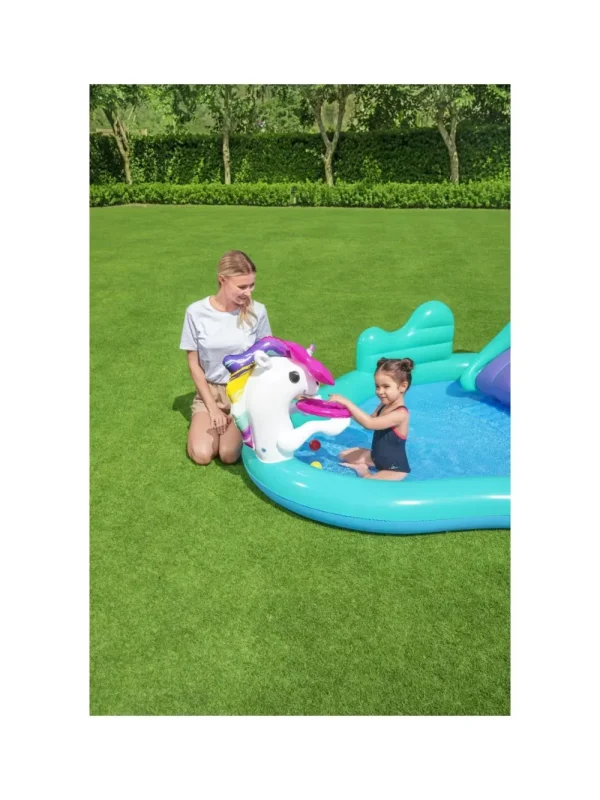 Cheap Play Center Magico Unicorno 274X198X137 Cm, Con Scivolo, Gioco Anelli E Bacchetta Magica Gonfiabili Per Bambini