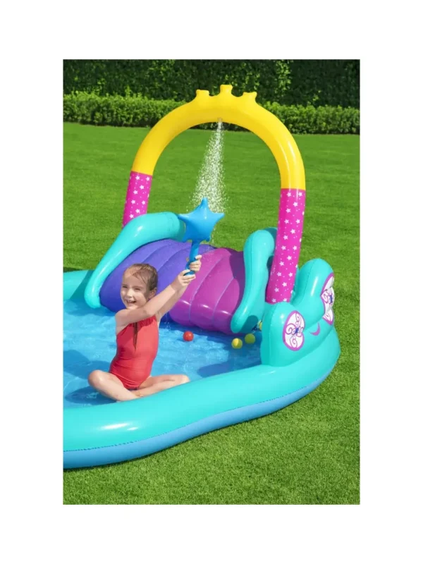 Cheap Play Center Magico Unicorno 274X198X137 Cm, Con Scivolo, Gioco Anelli E Bacchetta Magica Gonfiabili Per Bambini