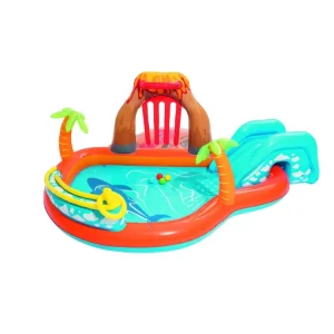 Cheap Play Center Vulcano 265X265X104 Cm Con Fondo Gonfiabile, Scivolo, Spruzzo, Gioco Con Anello E Palline Gonfiabili Per Bambini