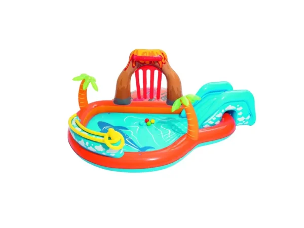 Cheap Play Center Vulcano 265X265X104 Cm Con Fondo Gonfiabile, Scivolo, Spruzzo, Gioco Con Anello E Palline Gonfiabili Per Bambini