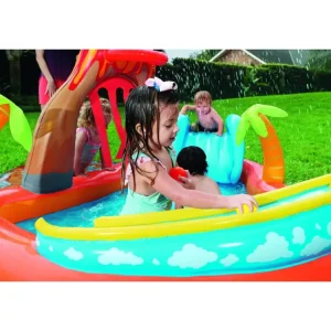 Cheap Play Center Vulcano 265X265X104 Cm Con Fondo Gonfiabile, Scivolo, Spruzzo, Gioco Con Anello E Palline Gonfiabili Per Bambini