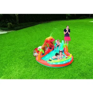 Cheap Play Center Vulcano 265X265X104 Cm Con Fondo Gonfiabile, Scivolo, Spruzzo, Gioco Con Anello E Palline Gonfiabili Per Bambini