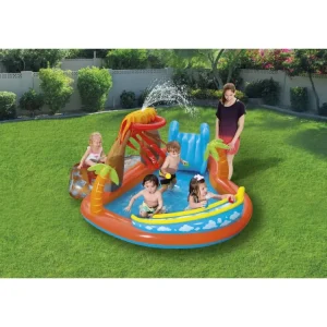 Cheap Play Center Vulcano 265X265X104 Cm Con Fondo Gonfiabile, Scivolo, Spruzzo, Gioco Con Anello E Palline Gonfiabili Per Bambini