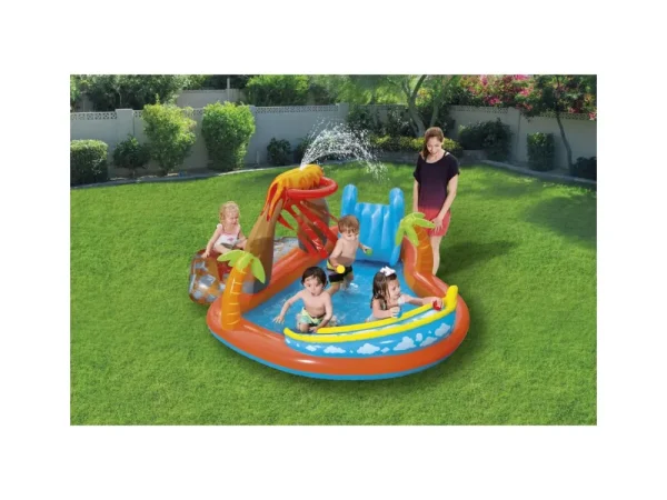 Cheap Play Center Vulcano 265X265X104 Cm Con Fondo Gonfiabile, Scivolo, Spruzzo, Gioco Con Anello E Palline Gonfiabili Per Bambini