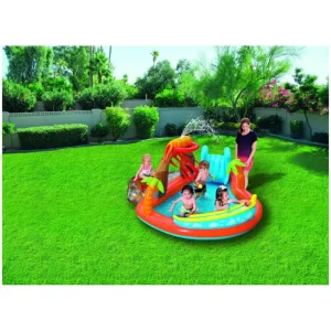 Cheap Play Center Vulcano 265X265X104 Cm Con Fondo Gonfiabile, Scivolo, Spruzzo, Gioco Con Anello E Palline Gonfiabili Per Bambini