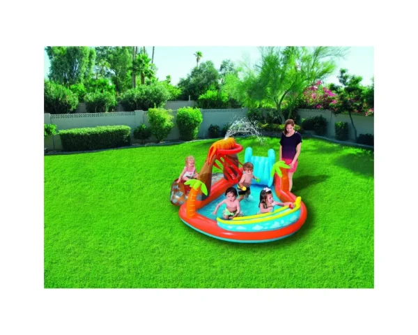Cheap Play Center Vulcano 265X265X104 Cm Con Fondo Gonfiabile, Scivolo, Spruzzo, Gioco Con Anello E Palline Gonfiabili Per Bambini