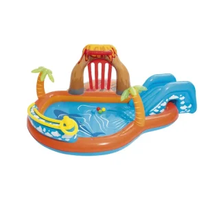 Cheap Play Center Vulcano 265X265X104 Cm Con Fondo Gonfiabile, Scivolo, Spruzzo, Gioco Con Anello E Palline Gonfiabili Per Bambini