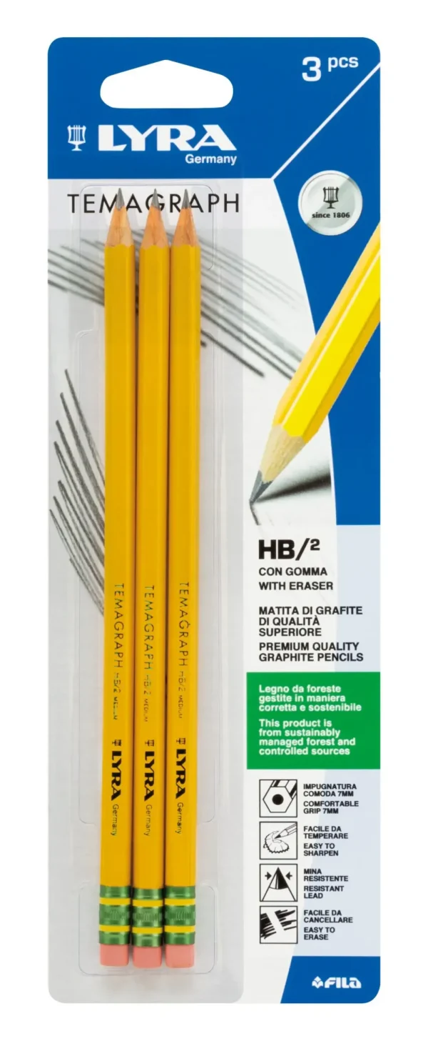 Discount Blister 3 Lyra Temagraph Con Gomma Hb Cancelleria E Accessori