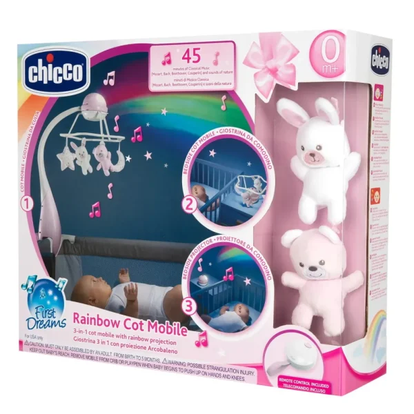 Hot Giostrina Musicale Arcobaleno Rosa, 0M+ Giochi Per Passeggino E Culla