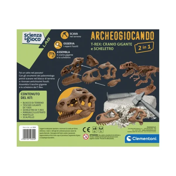 Shop Clementoni 19324 Archeogiocando Kit T-Rex 2In1 Giochi Scientifici