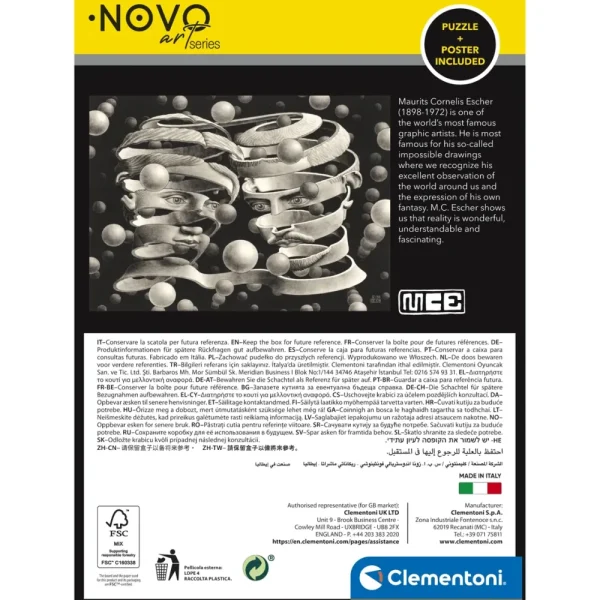 New Puzzle Novo Art Series M. C. Escher, "Bond Of Union" 1000 Pezzi, Puzzle Adulti Puzzle 500 Pezzi