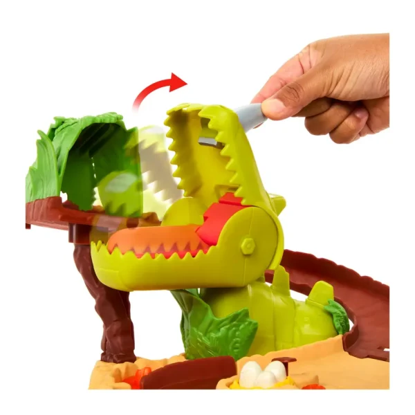 Best Sale Disney Pixar Set Parco Dei Dinosauri, Pista Con Dinosauro Con Azione Morso, 1 Veicolo Saetta Mcqueen Preistorico Incluso, Giocattolo Per Bambini, 4+ Anni, Hmd74 Garage E Circuiti