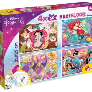 Clearance Disney Puzzle Maxifloor 4 X 48 Princess Puzzle Per Bambini