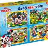 Best Sale Disney Puzzle Maxifloor 4 X 48 Mickey Puzzle Per Bambini