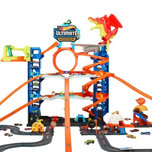 Fashion City Mega Garage Playset Con 2 Macchinine Die-Cast, Box Per Riporre Oltre 50 Macchinine Garage E Circuiti