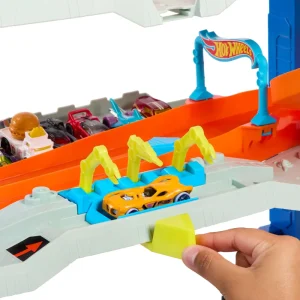 Fashion City Mega Garage Playset Con 2 Macchinine Die-Cast, Box Per Riporre Oltre 50 Macchinine Garage E Circuiti