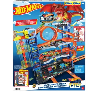 Fashion City Mega Garage Playset Con 2 Macchinine Die-Cast, Box Per Riporre Oltre 50 Macchinine Garage E Circuiti