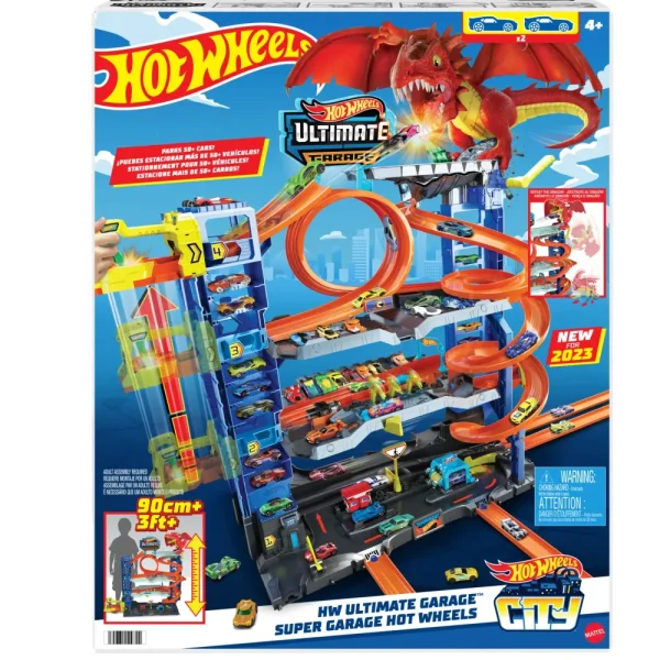 Fashion City Mega Garage Playset Con 2 Macchinine Die-Cast, Box Per Riporre Oltre 50 Macchinine Garage E Circuiti
