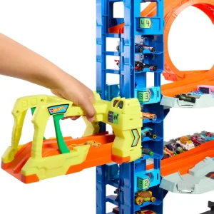 Fashion City Mega Garage Playset Con 2 Macchinine Die-Cast, Box Per Riporre Oltre 50 Macchinine Garage E Circuiti
