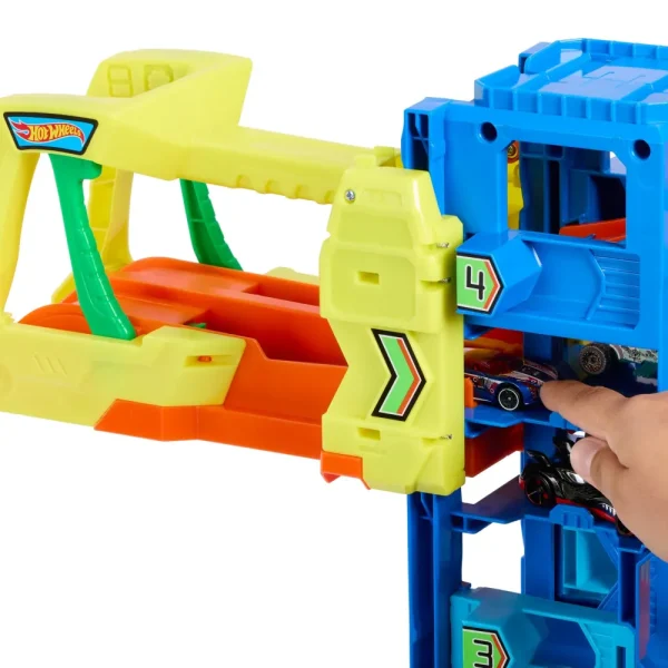Fashion City Mega Garage Playset Con 2 Macchinine Die-Cast, Box Per Riporre Oltre 50 Macchinine Garage E Circuiti