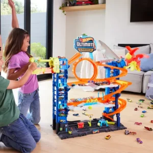 Fashion City Mega Garage Playset Con 2 Macchinine Die-Cast, Box Per Riporre Oltre 50 Macchinine Garage E Circuiti