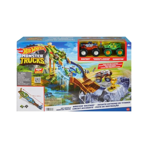 Cheap Monster Trucks Torneo Dei Titani Playset Con Monster Truck Bigfoot E Gunkster Per Sfide Testa A Testa, Giocattolo Per Bambini Dai 4 Anni In Su Garage E Circuiti
