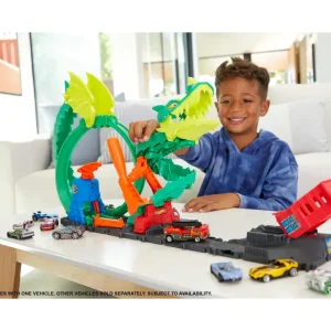 Fashion -Dragone Di Fuoco Con 1 Veicolo Die-Cast Incluso E Stazione Dei Pompieri, Giocattolo Per Bambini 5+ Anni, Hdp03 Garage E Circuiti