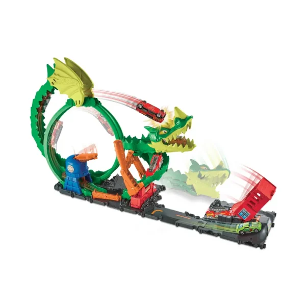 Fashion -Dragone Di Fuoco Con 1 Veicolo Die-Cast Incluso E Stazione Dei Pompieri, Giocattolo Per Bambini 5+ Anni, Hdp03 Garage E Circuiti